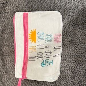White  Pouch with Pink Zipper and Fun Print